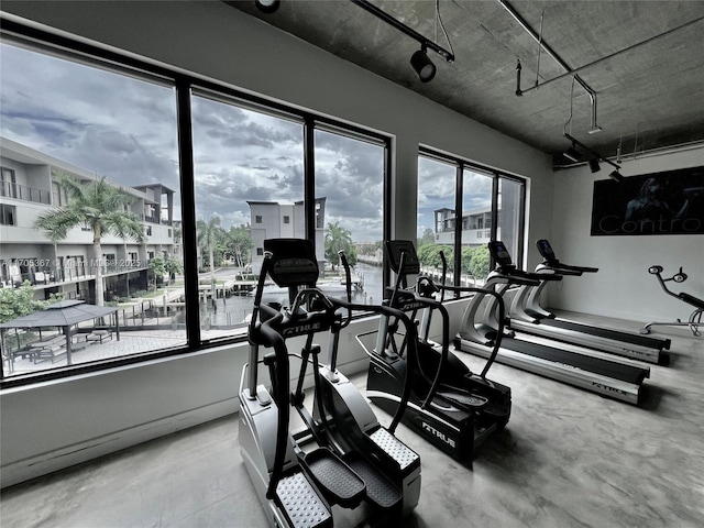 exercise room featuring plenty of natural light