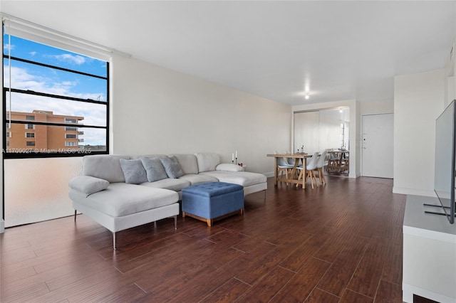 living area with wood finished floors