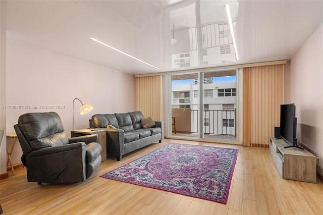 living room featuring light wood-type flooring