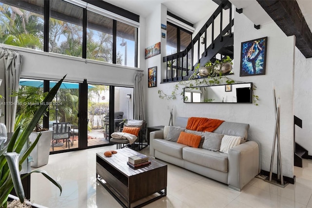 living room featuring plenty of natural light