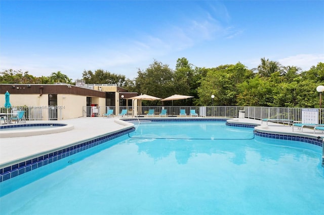 view of pool featuring a patio