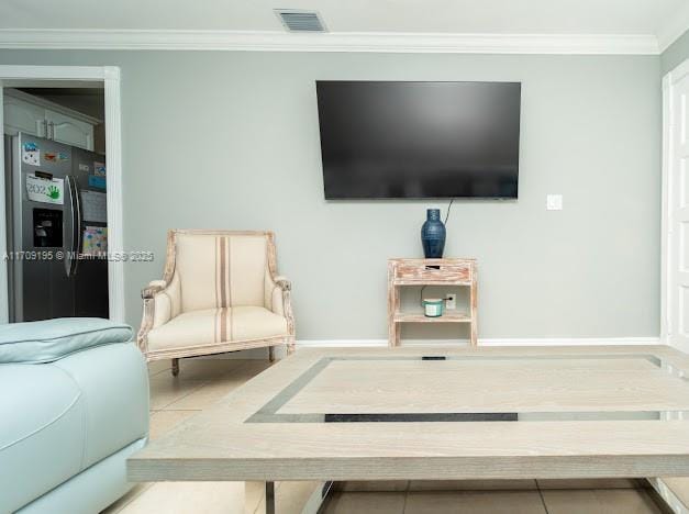 living room featuring ornamental molding