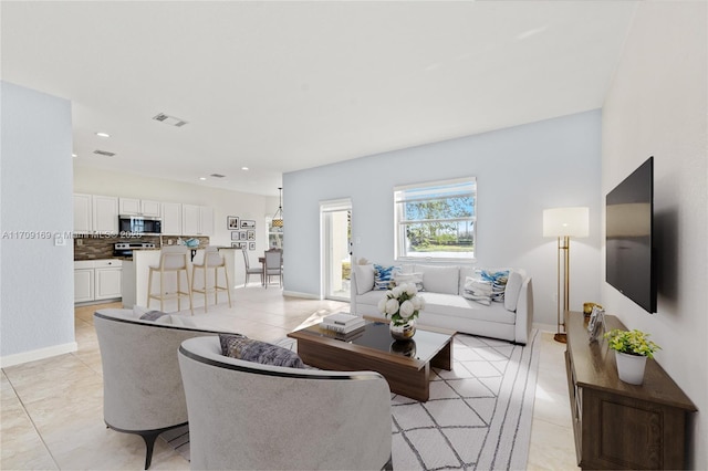 view of tiled living room