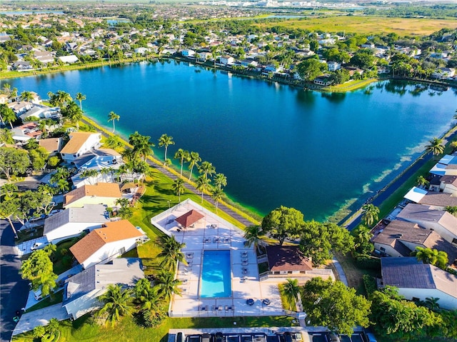 bird's eye view featuring a water view