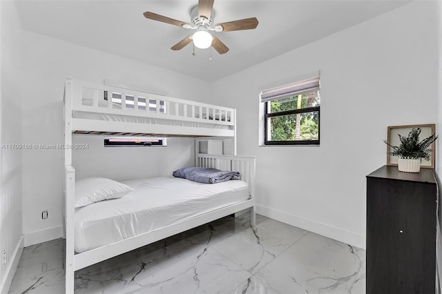 bedroom featuring ceiling fan