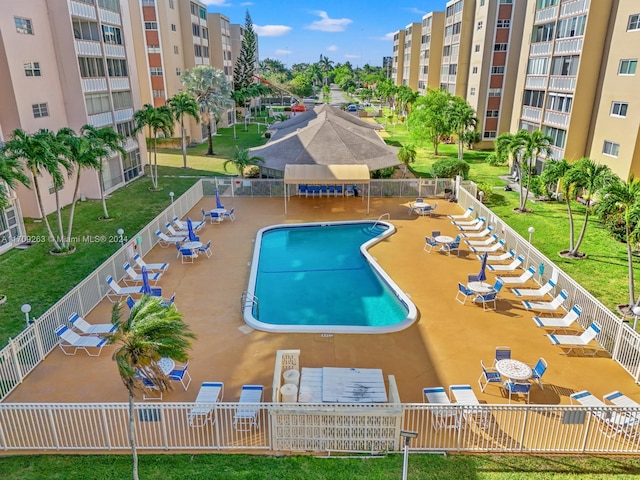 view of pool featuring a patio area