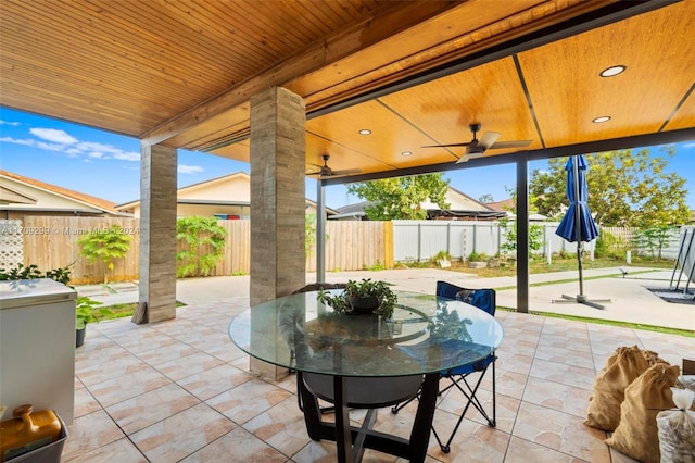 view of patio / terrace featuring ceiling fan