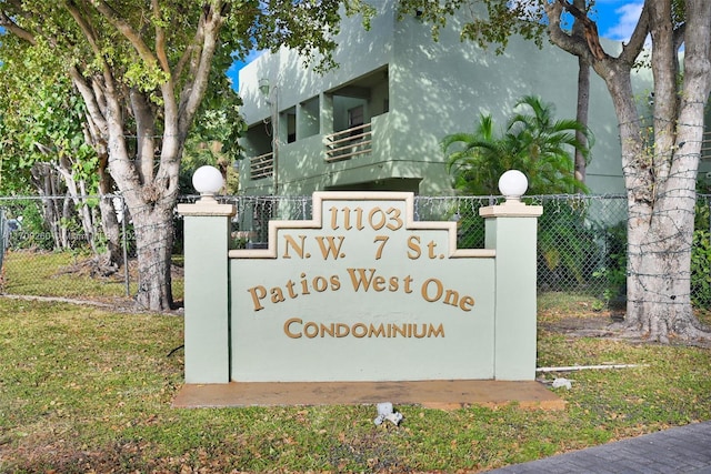 view of community sign