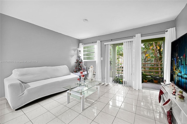 view of tiled living room