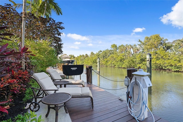 view of dock featuring a water view