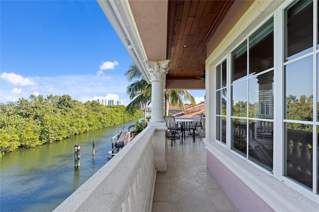 balcony with a water view