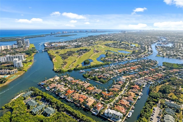 bird's eye view featuring a water view