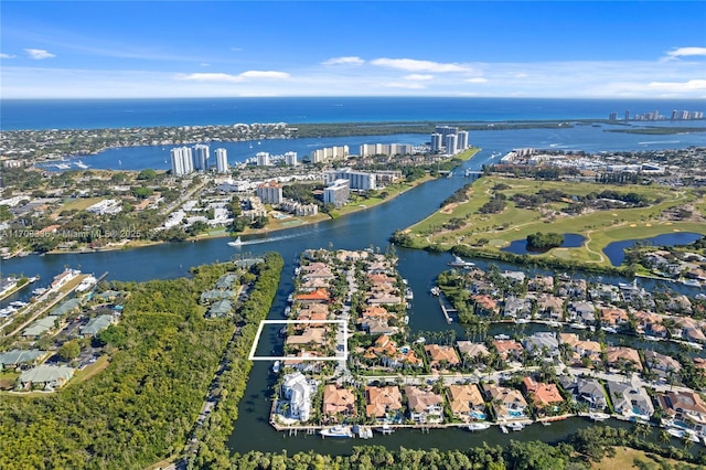 bird's eye view featuring a water view