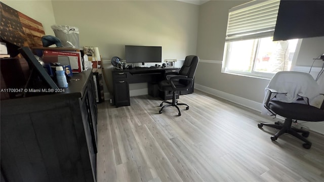 office area featuring light wood-type flooring