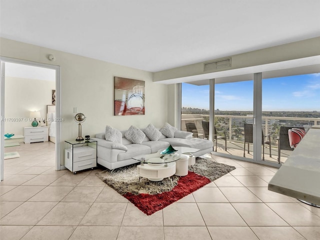 view of tiled living room