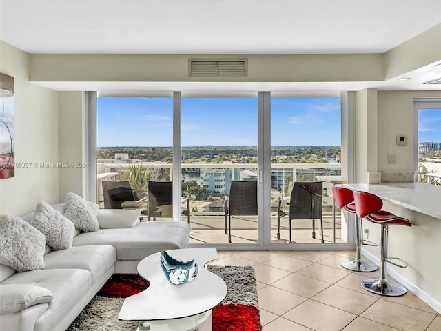 view of tiled living room