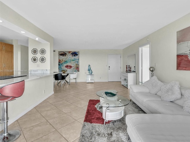 view of tiled living room