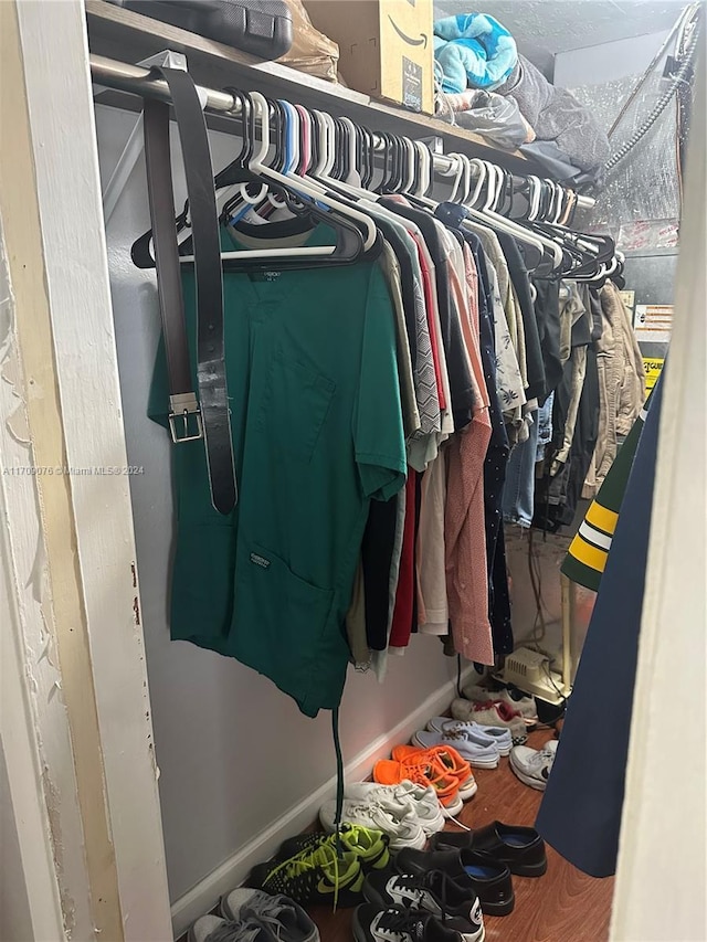 walk in closet featuring hardwood / wood-style flooring