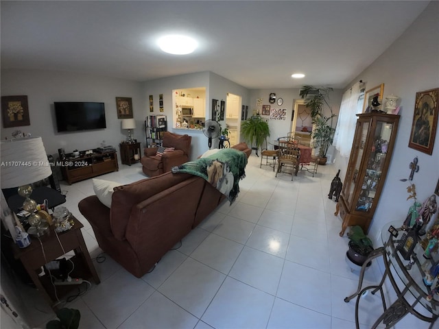 living room featuring light tile patterned floors