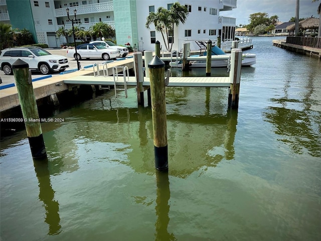 dock area featuring a water view