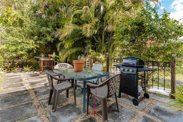 view of patio with a grill