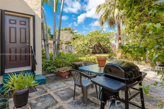 view of patio with area for grilling