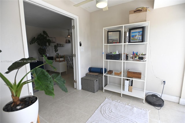 interior space featuring light tile patterned floors