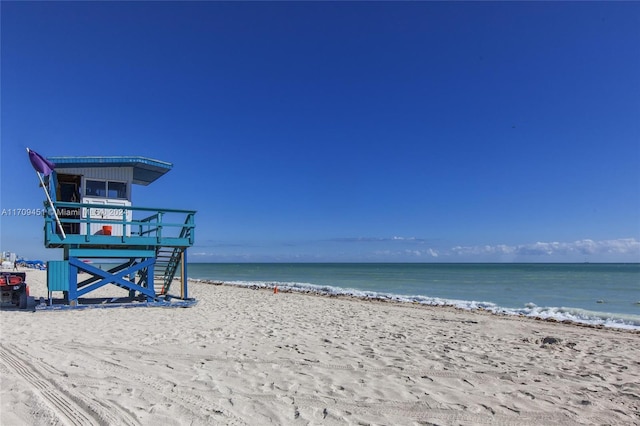 property view of water featuring a view of the beach