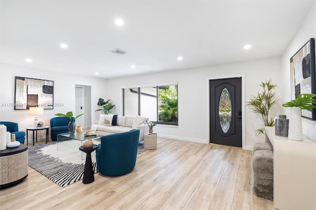 living room with light wood-type flooring