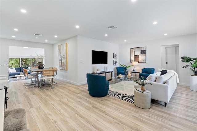 living room featuring light hardwood / wood-style floors