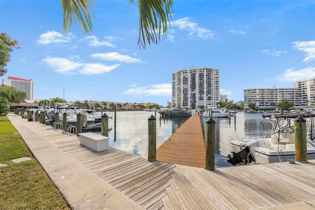 view of dock featuring a water view