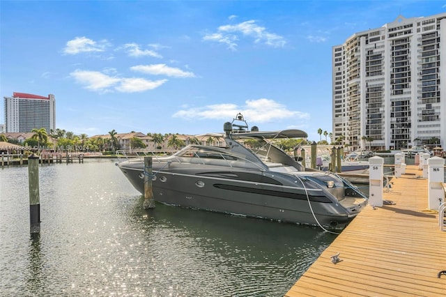 dock area featuring a water view