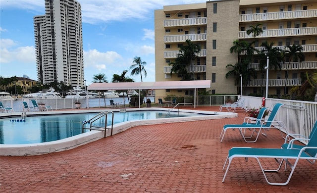 view of pool featuring a patio area