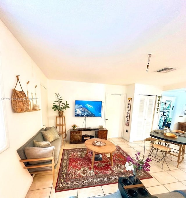 view of tiled living room