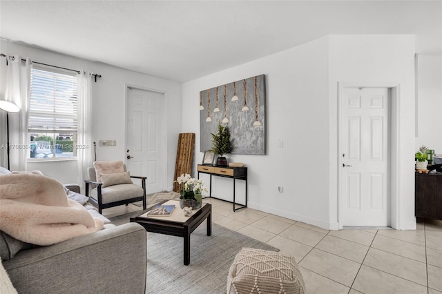 view of tiled living room