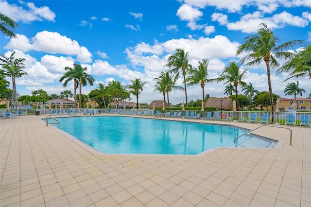 view of pool featuring a patio