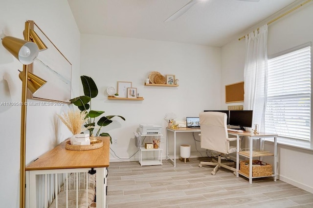 office area featuring light wood-type flooring