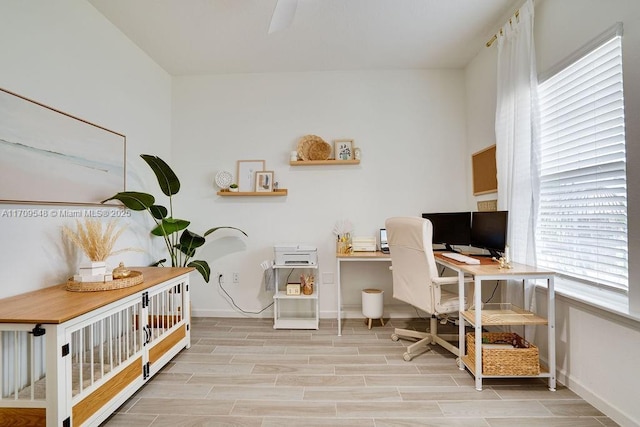 office featuring light wood-type flooring