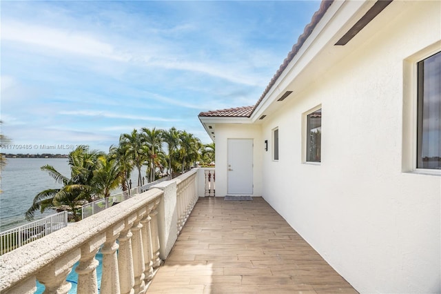 balcony with a water view