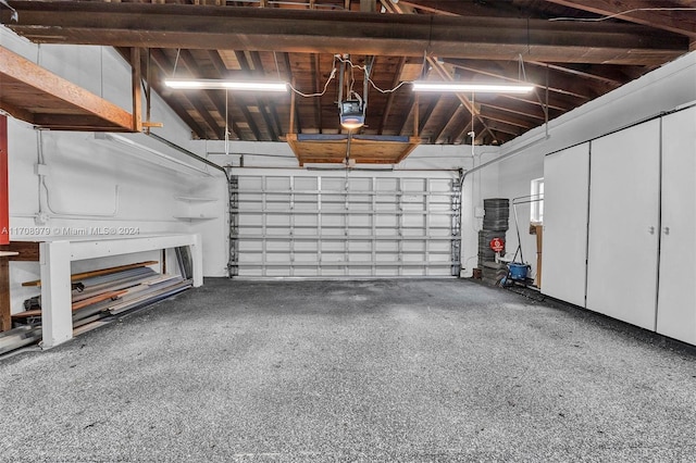 garage with a garage door opener