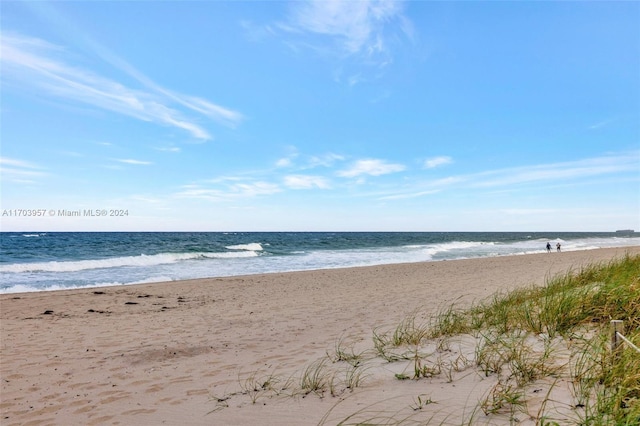 property view of water featuring a view of the beach