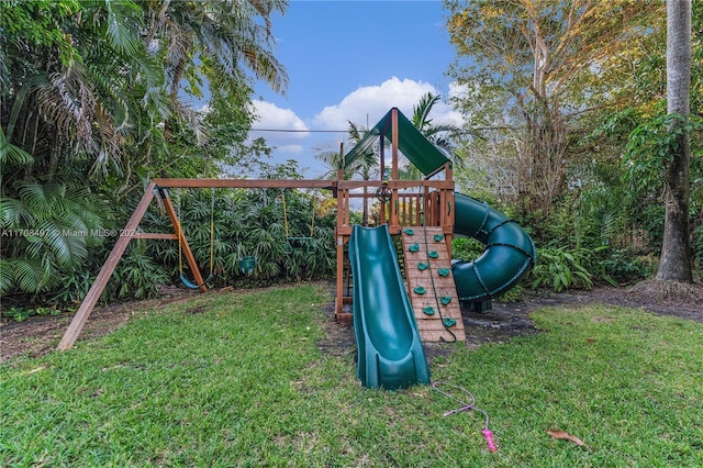 view of playground with a yard