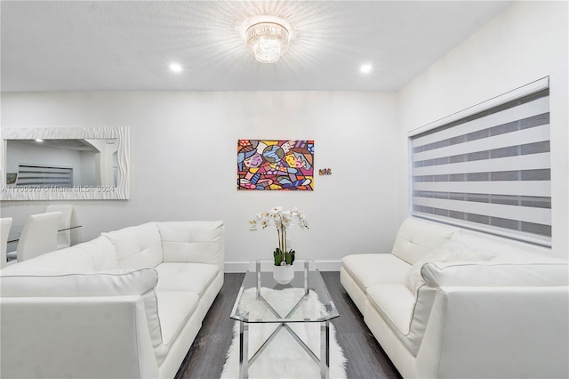 10307 SW 20th St, Miramar, FL 33025 - living room featuring dark wood-style floors and recessed lighting