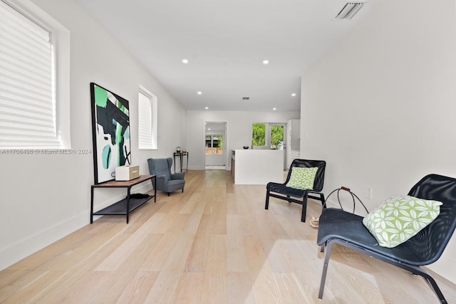 living area with light wood-type flooring