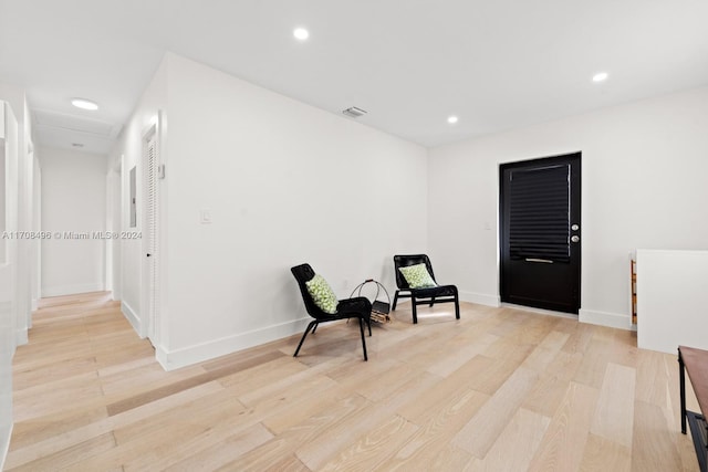 living area with light wood-type flooring