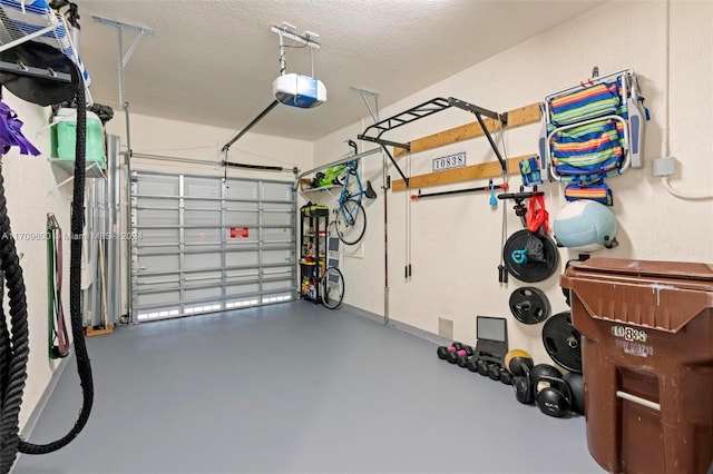 garage with a garage door opener