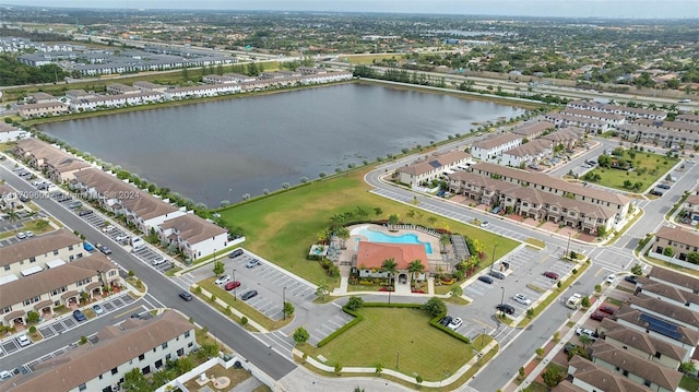 bird's eye view featuring a water view