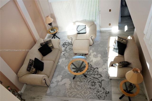 living room featuring light hardwood / wood-style flooring