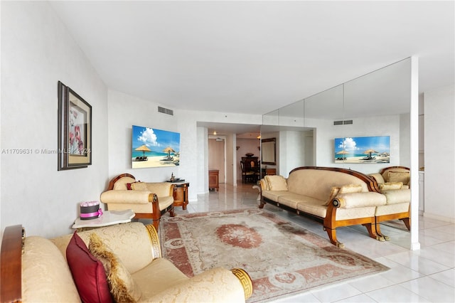 view of tiled living room