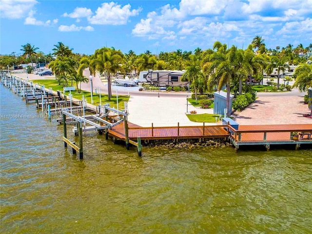 view of dock featuring a water view